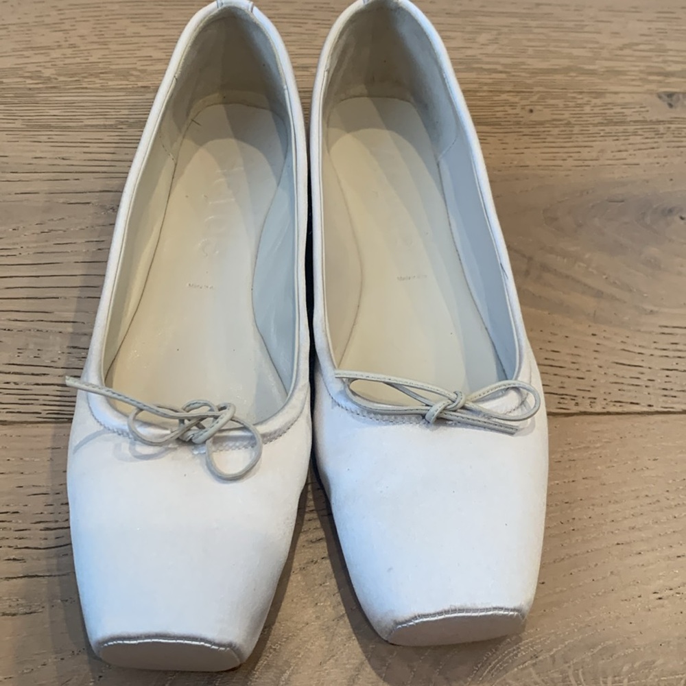 Aeyde White Square-Toe Ballet Flats